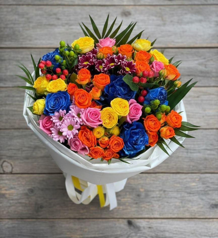 Букет цветов из: Розы и Хризантемы в Пластун