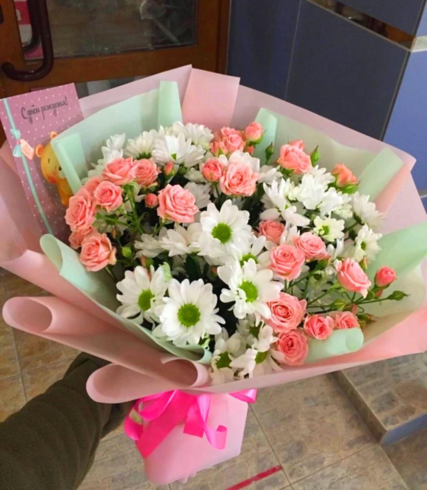 Букет цветов из: Розы и Хризантемы в Пластун