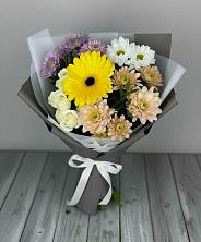 Букет цветов из:  Розы, Герберы и Хризантемы в Пластун