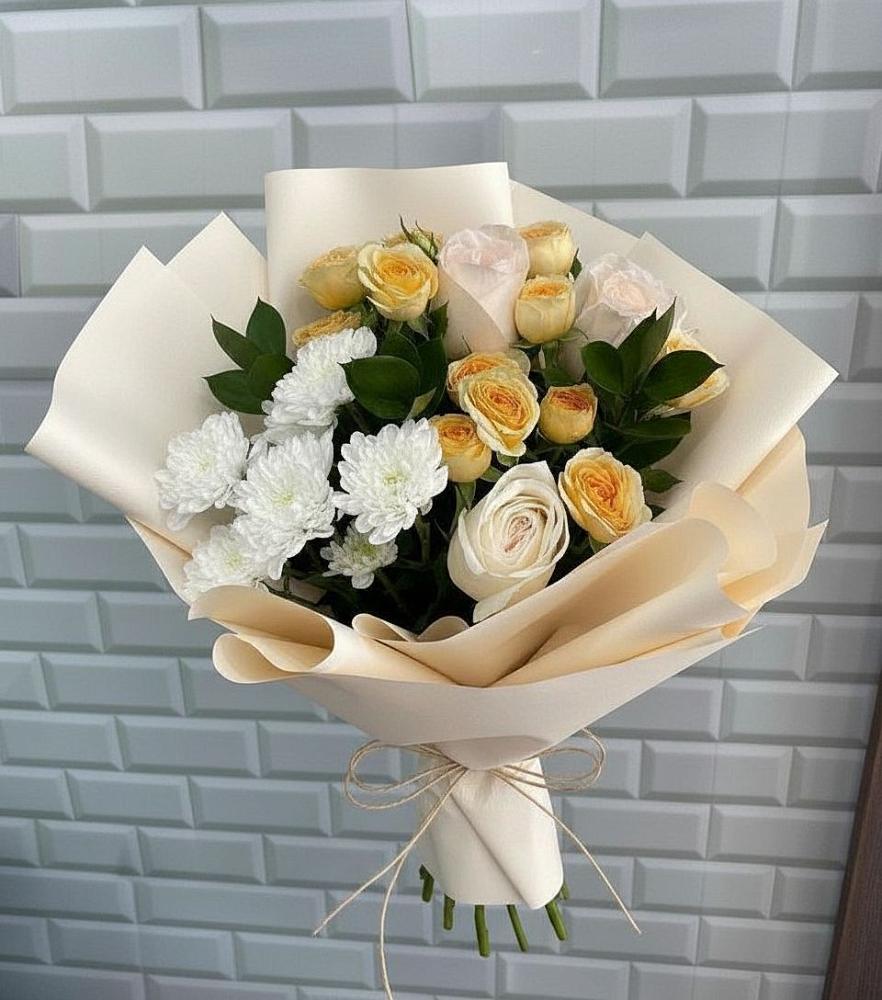 Букет цветов из: Розы и Хризантемы в Пластун