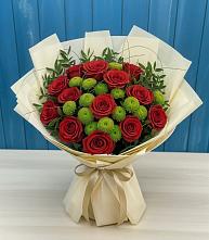 Букет цветов из:  Розы и Хризантемы в Пластун