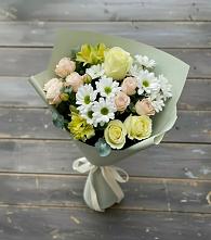 Букет цветов из:  Альстромерии, Розы и Хризантемы в Пластун
