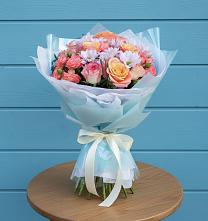 Букет цветов из:  Хризантемы и Розы в Пластун