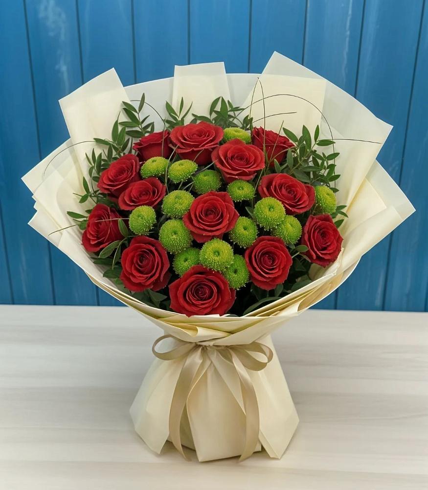 Букет цветов из: Розы и Хризантемы в Пластун